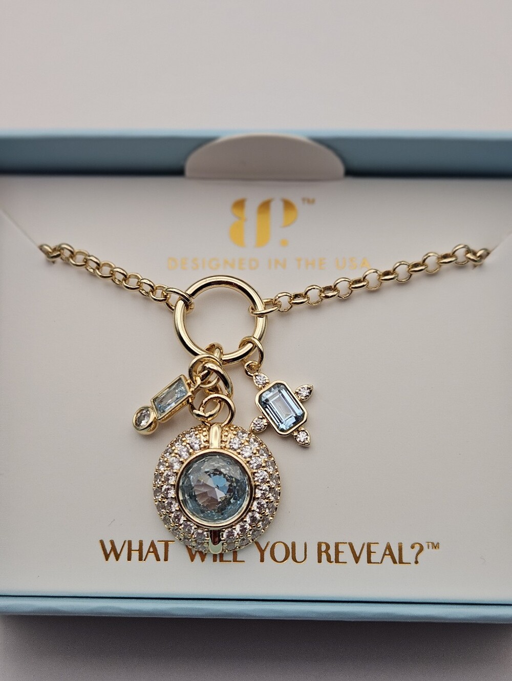 Bomb Party NK73656 "Empowered To Shine" Aquamarine Cubic Zirconia March Necklace